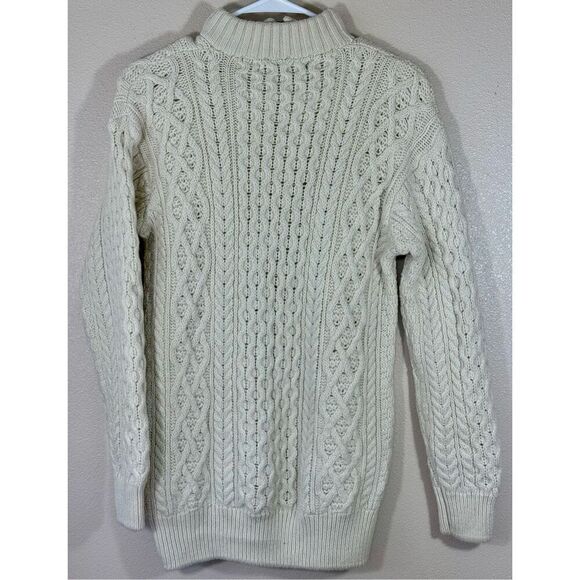 Irelands Eye Knitwear Dublin 100% Virgin Wool Cable Knit Quarter Zip Sweater L - Picture 3 of 9